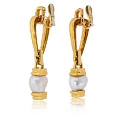 David Webb David Webb 18K Yellow Gold Pearl Drop Pendulum Earrings - 4324613