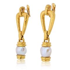 David Webb David Webb 18K Yellow Gold Pearl Drop Pendulum Earrings - 4324614