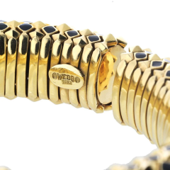 David Webb David Webb 18K Yellow Gold Spike Black Enamel Pyramid Slip On Bracelet - 3947068