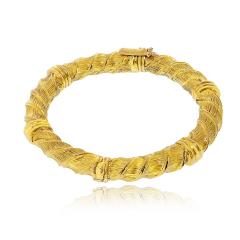 David Webb David Webb 18K Yellow Gold Textured Twist Bangle Bracelet - 4814292