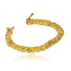 David Webb David Webb 18K Yellow Gold Textured Twist Bangle Bracelet - 4814297