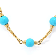 David Webb David Webb 18K Yellow Gold Turquoise Link Chain Necklace - 3791837