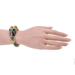 David Webb David Webb 18K Yellow Gold Vintage Ram With Green Emerald And Diamonds Bracelet - 4530448