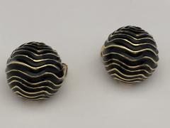 David Webb David Webb 18k Black Enameled Earrings estate Barbra Streisand - 1406263