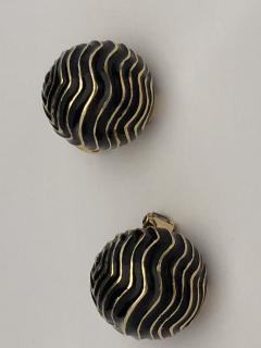 David Webb David Webb 18k Black Enameled Earrings estate Barbra Streisand - 1406266