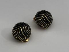 David Webb David Webb 18k Black Enameled Earrings estate Barbra Streisand - 1406273