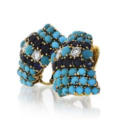 David Webb David Webb 1960s Turquoise Sapphire And Diamonds Earrings - 1671286