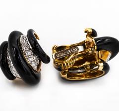 David Webb David Webb 1980s Black Enamel Diamond Earrings - 1667887