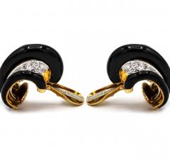 David Webb David Webb 1980s Black Enamel Diamond Earrings - 1667889