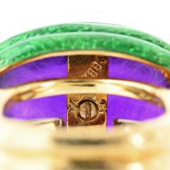 David Webb David Webb Amethyst 18K Yellow Gold Green Enamel Statement Cocktail Ring - 4814305