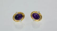 David Webb David Webb Amethyst Cabochon Earrings 18K - 3451429