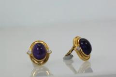 David Webb David Webb Amethyst Cabochon Earrings 18K - 3451643