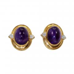 David Webb David Webb Amethyst Cabochon Earrings 18K - 3528005