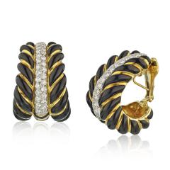 David Webb David Webb Black Enamel Diamond Bombe Shrimp Earrings - 1668561