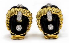 David Webb David Webb Buckle Black Enamel Diamond Earrings - 1667893