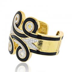 David Webb David Webb Cuff Arabesque Black Enamel Diamond Bracelet - 1672965