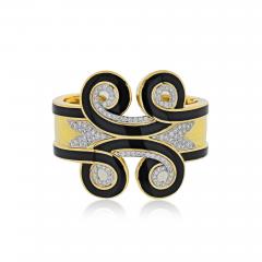 David Webb David Webb Cuff Arabesque Black Enamel Diamond Bracelet - 1673440