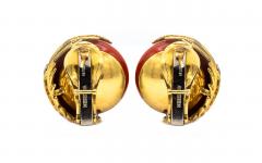 David Webb David Webb Domed Coral Diamond Earrings - 1668321