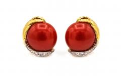 David Webb David Webb Domed Coral Diamond Earrings - 1668323