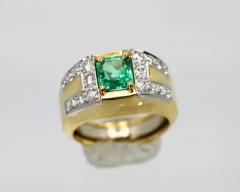 David Webb David Webb Emerald Diamond Ring 18 Karat - 3448765
