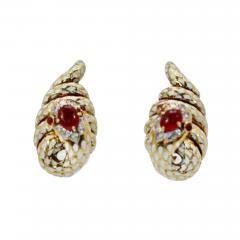 David Webb David Webb Enamel Ruby Diamond Snake Earrings - 3543902