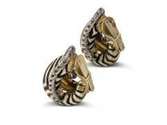 David Webb David Webb Enameled Zebra Earrings with Diamonds - 2370362