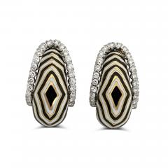David Webb David Webb Enameled Zebra Earrings with Diamonds - 2382749
