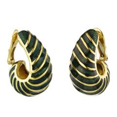 David Webb David Webb Green Enamel Shrimp Clip On Earrings - 1668358