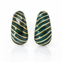 David Webb David Webb Green Enamel Shrimp Clip On Earrings - 1668363