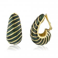 David Webb David Webb Green Enamel Shrimp Clip On Earrings - 1670664