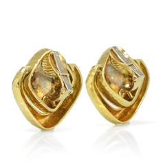 David Webb David Webb Hammered Door Knocker Clip On Earrings - 1667951