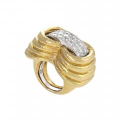 David Webb David Webb Hammered Gold and Diamond Ring - 2632916