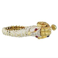 David Webb David Webb Kingdom White Enamel Aries Ram Bracelet - 1673582