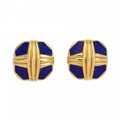 David Webb David Webb Lapis Gold Earclips - 238499