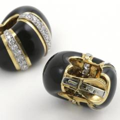 David Webb David Webb Mid 20th Century Diamond Platinum Gold and Enamel Earrings - 1167359