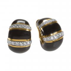 David Webb David Webb Mid 20th Century Diamond Platinum Gold and Enamel Earrings - 1167729