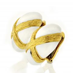 David Webb David Webb Oval White Enamel Earrings - 1671689