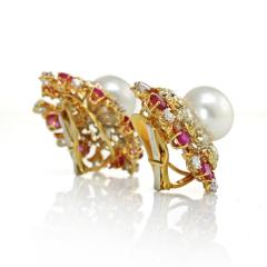 David Webb David Webb Pearl Diamond Ruby Earrings - 1668417