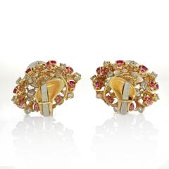 David Webb David Webb Pearl Diamond Ruby Earrings - 1668419