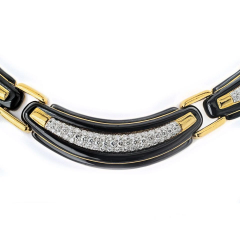 David Webb David Webb Platinum 18K Yellow Gold Black Enamel And Collar Necklace - 3947080