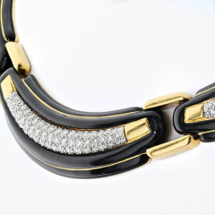 David Webb David Webb Platinum 18K Yellow Gold Black Enamel And Collar Necklace - 3947088