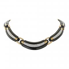 David Webb David Webb Platinum 18K Yellow Gold Black Enamel And Collar Necklace - 3948214