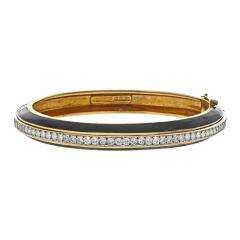 David Webb David Webb Platinum 18K Yellow Gold Black enamel And Diamond Bangle Bracelet - 3948213