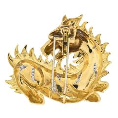 David Webb David Webb Platinum 18K Yellow Gold Dragon Diamond And Ruby Brooch - 4612324