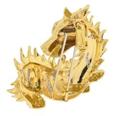 David Webb David Webb Platinum 18K Yellow Gold Dragon Diamond And Ruby Brooch - 4612326
