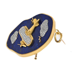 David Webb David Webb Platinum 18K Yellow Gold Lapis And Diamond Airplane Brooch - 3919908