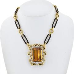David Webb David Webb Platinum 18K Yellow Gold Large Topaz And Diamond Pendant - 4621144