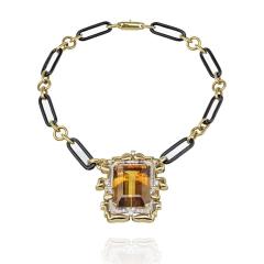 David Webb David Webb Platinum 18K Yellow Gold Large Topaz And Diamond Pendant - 4621824