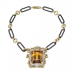 David Webb David Webb Platinum 18K Yellow Gold Large Topaz And Diamond Pendant - 4621825
