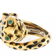 David Webb David Webb Platinum 18K Yellow Gold Leopard Ring - 4020842